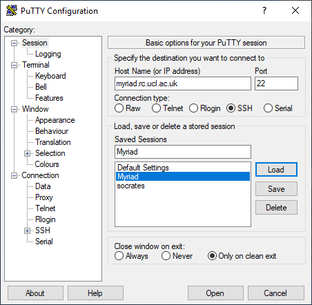 PuTTY screenshot